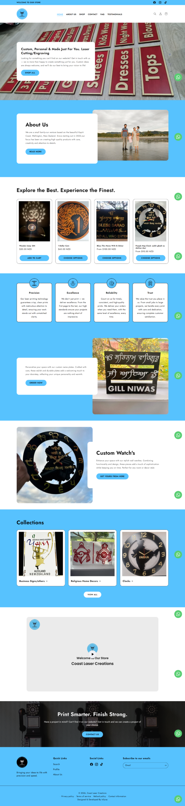 Coast laser creation website by Infyras