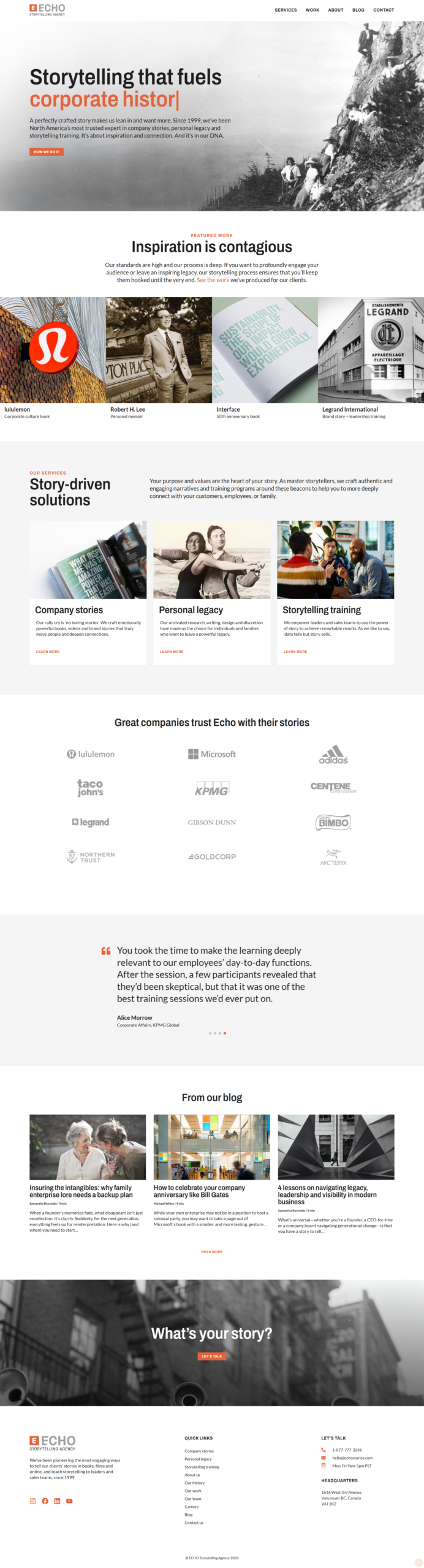 Echo Stories website by Infyras