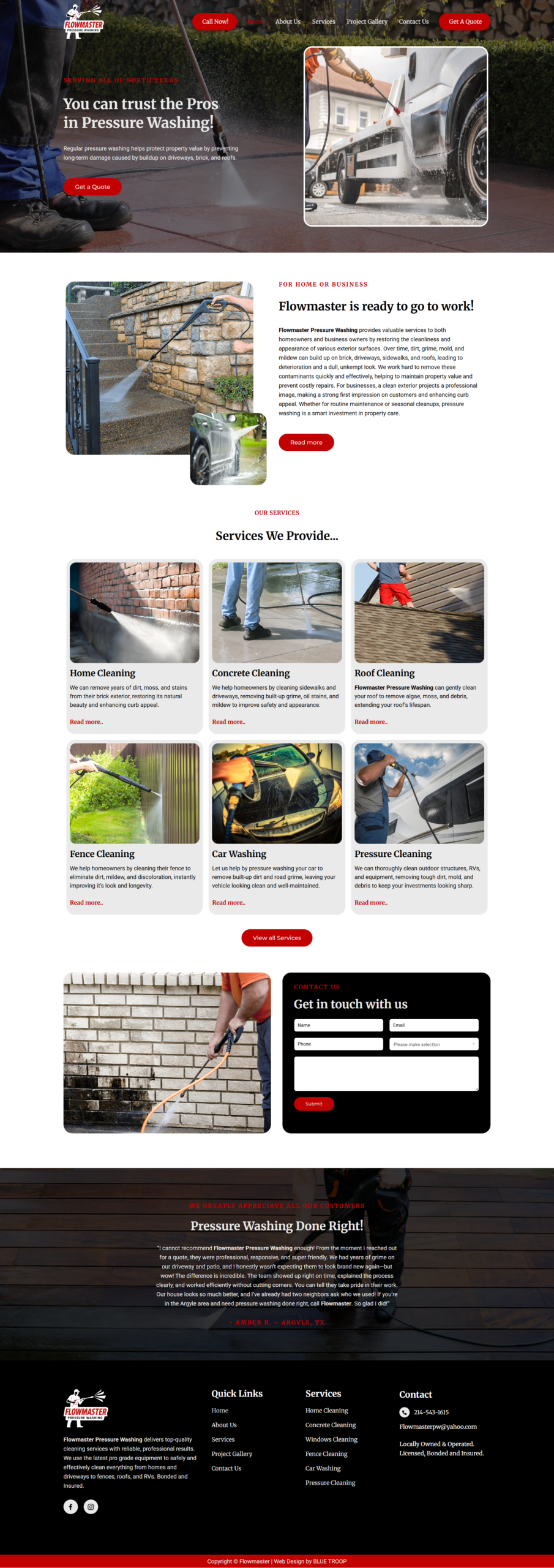 Flow master pressure washing website by Infyras