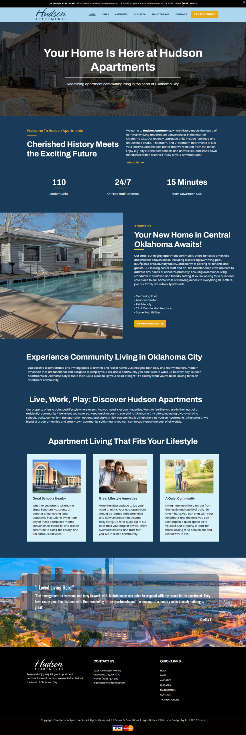 The Hudson Apartments website by Infyras