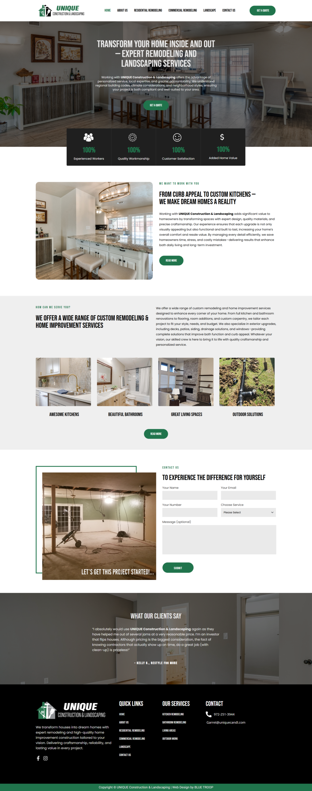 Unique constructions website by Infyras