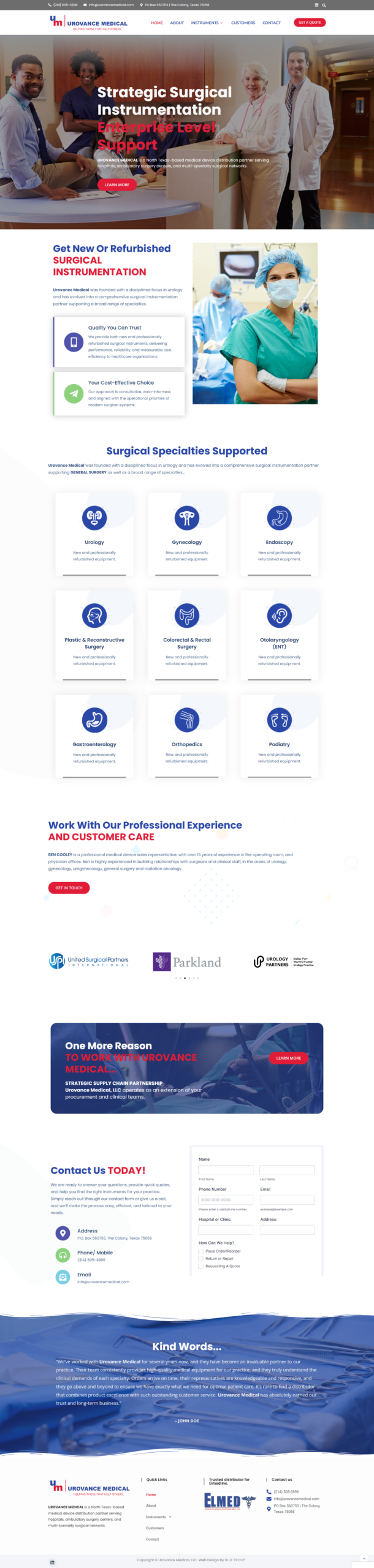 Urovance Medical website by Infyras