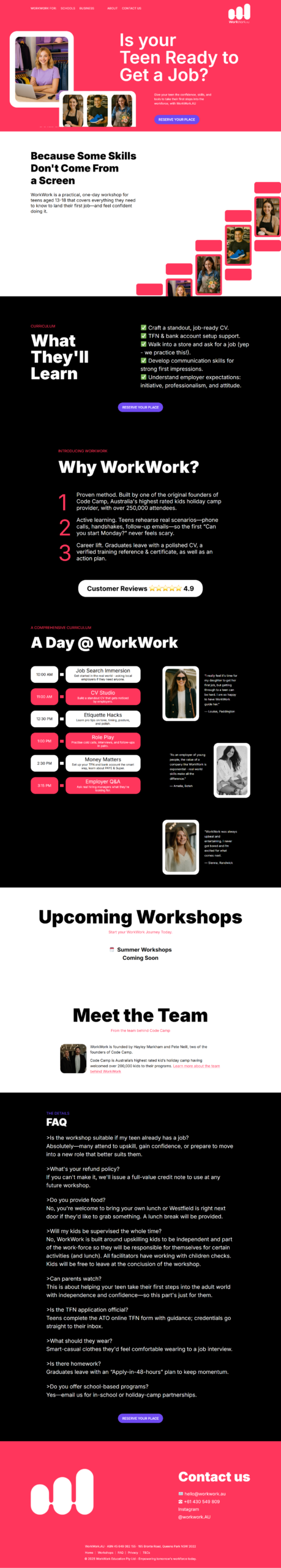 workwork.au website by Infyras